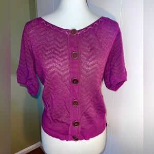 Style & Co. Purple Button-Front Short-Sleeve Knit Cardigan